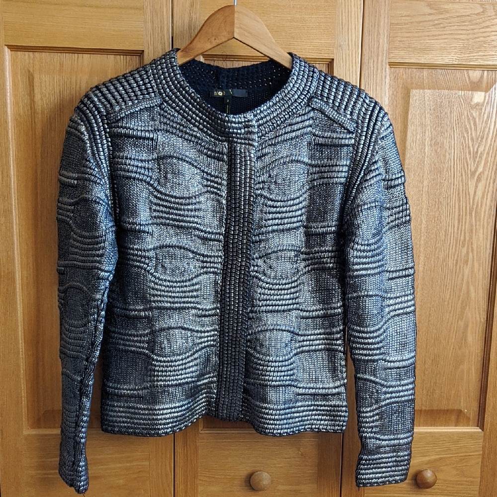 Maje Sweater Jacket Silver Navy Size 3/ US L